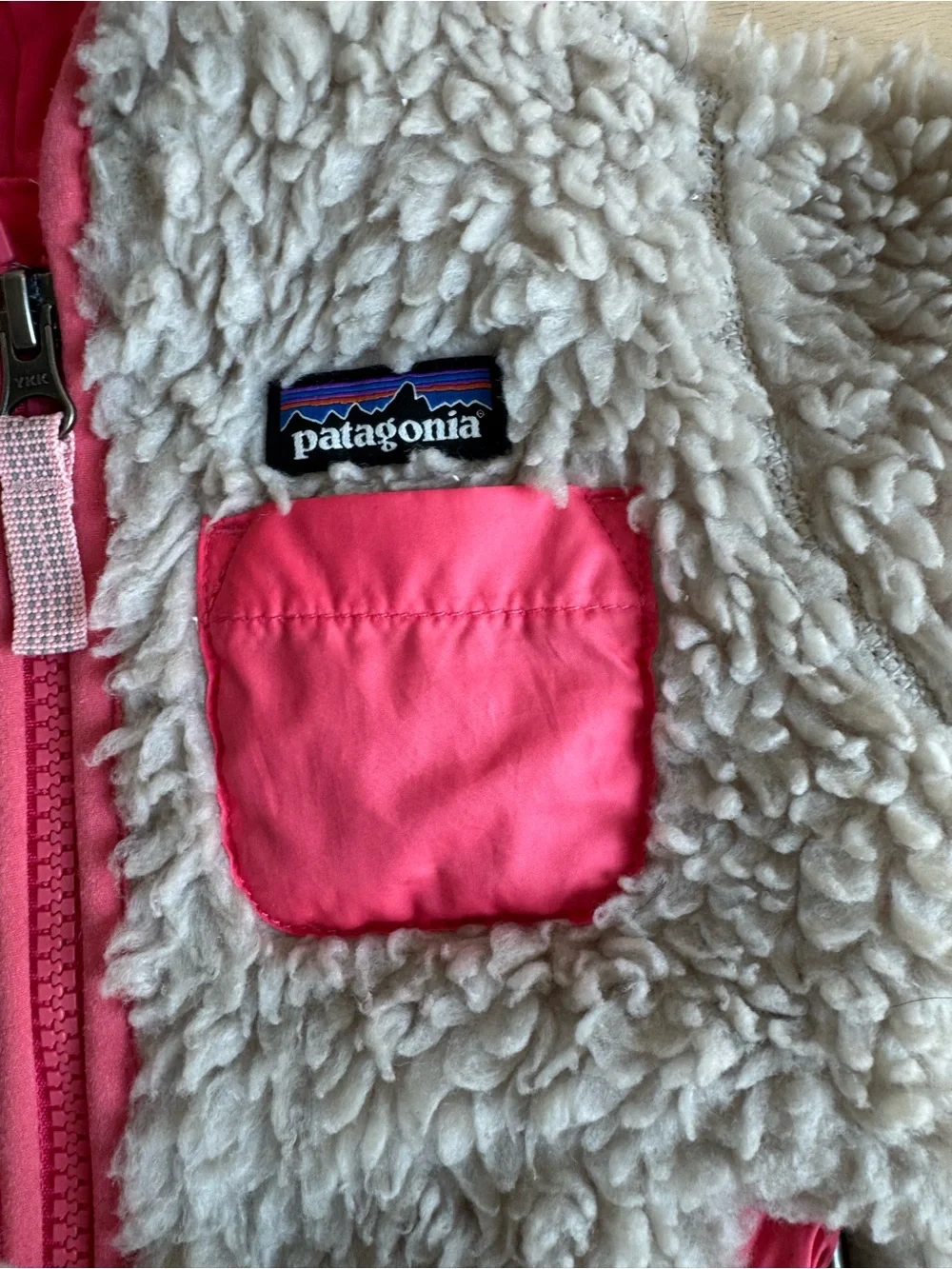 PATAGONIA Baby Retro-X Fleece Zip Jacket Girls 12-18m Natural Cream/Pink